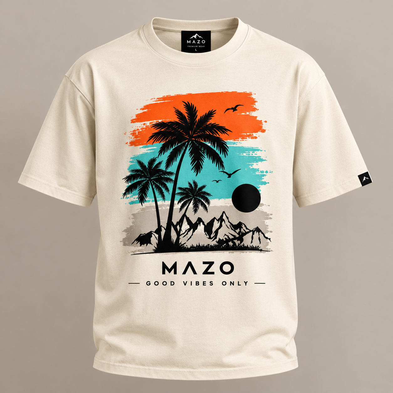 MAZO "Good Vibes Only" Premium Cotton Tropical Landscape T-Shirt & Matching Cap Combo - Image 2