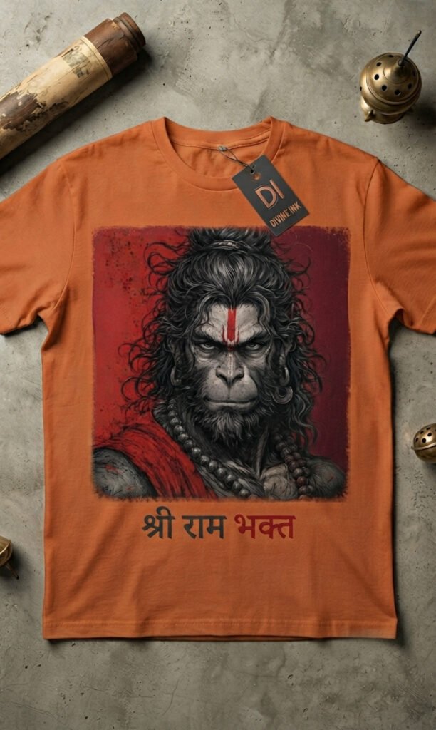 Shree Ram Bhakt Hanuman Premium Printed T-Shirt | Bajrangbali Devotional Graphic Tee