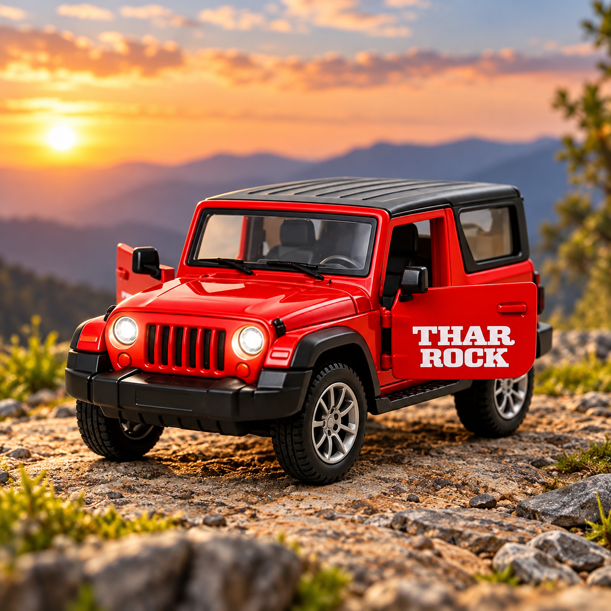 Red Thar Rock Off-Road Toy SUV – Premium Die-Cast Model Car