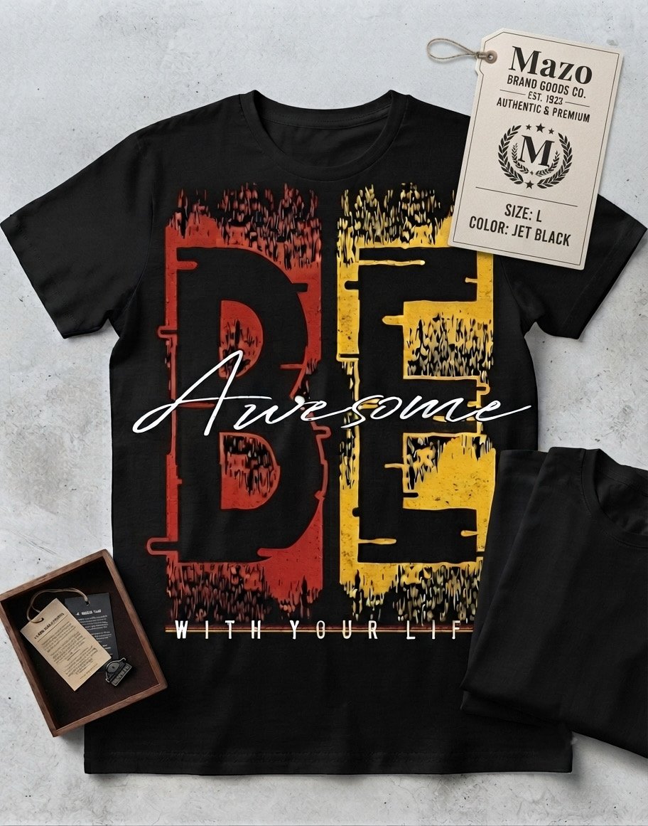 Premium Black Tee - Be Awesome With Your Life | Mazo Brand Goods Co.