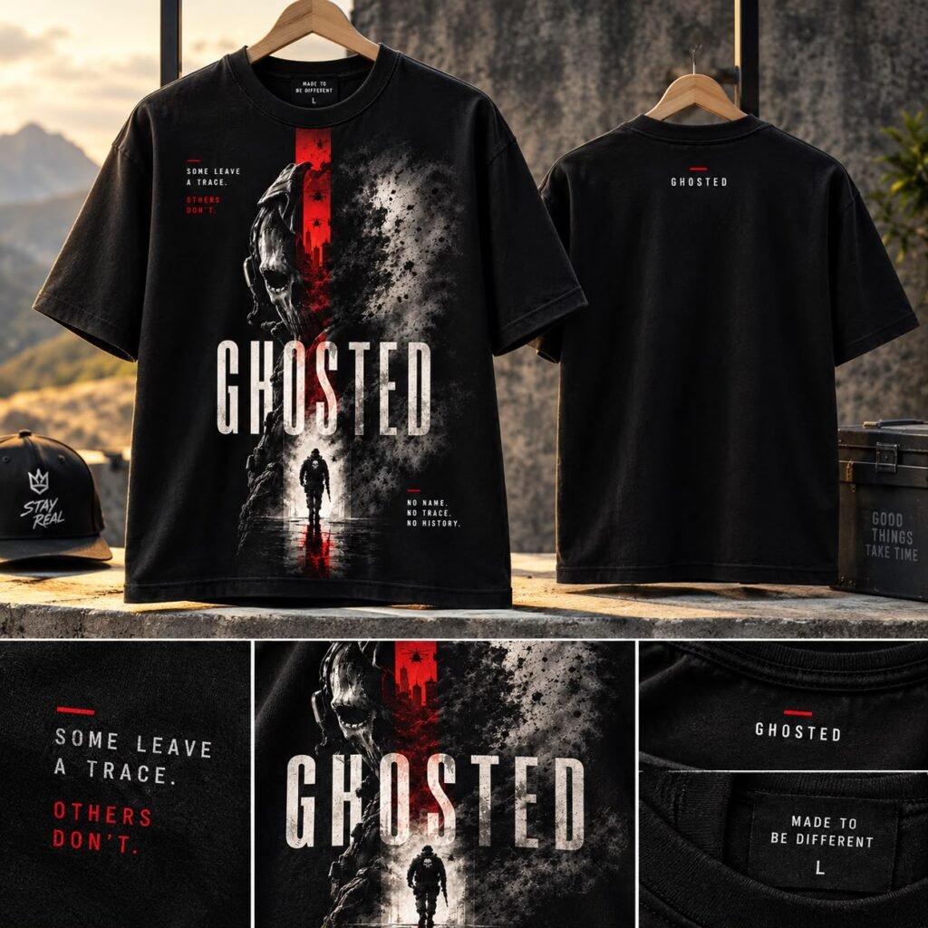 GHOSTED oversized black graphic T-shirt