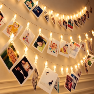 Personalized Photo Clip Fairy Lights – LED String Lights with Photo Hanging Clips for Bedroom & Home Decor