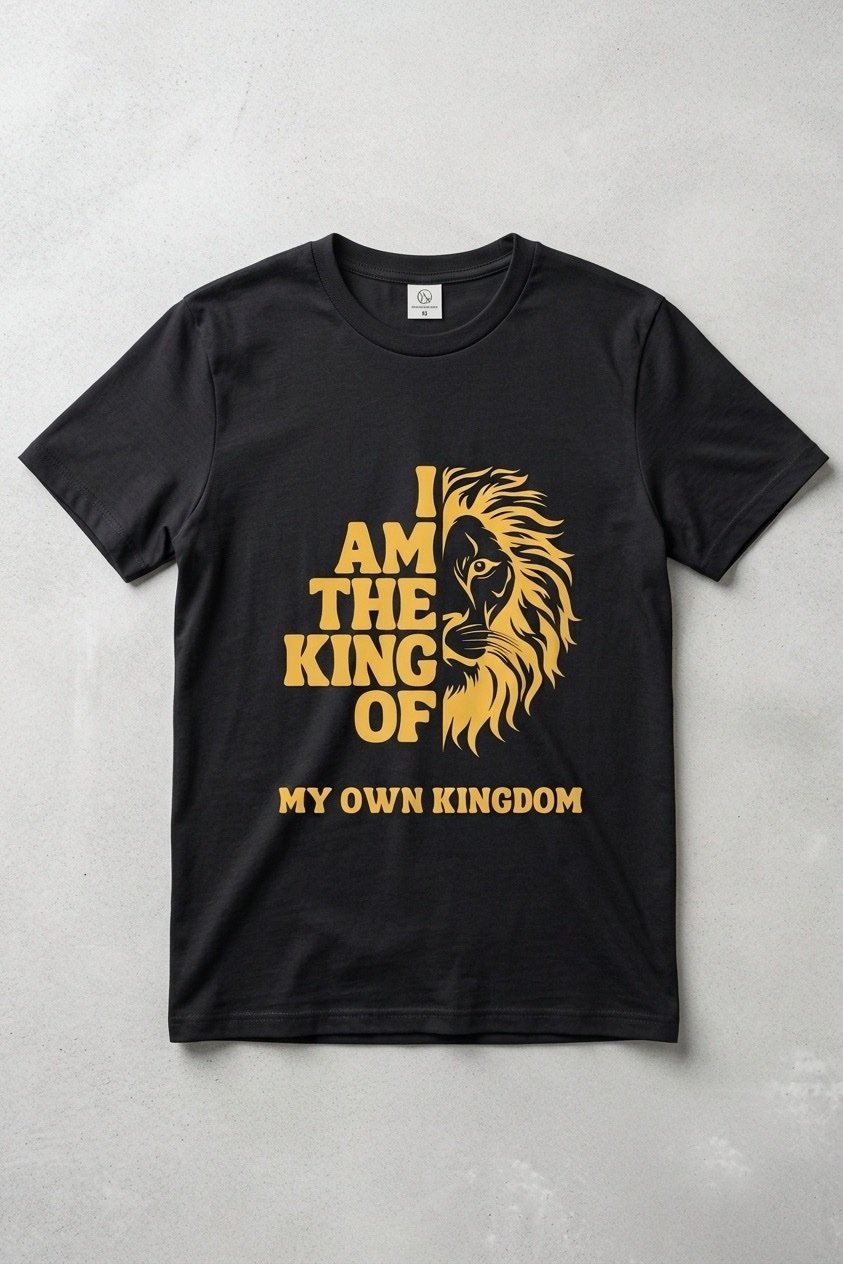 Men’s Black King of My Own Kingdom Lion Graphic Printed T-Shirt - Image 2