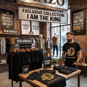Men’s Black King of My Own Kingdom Lion Graphic Printed T-Shirt